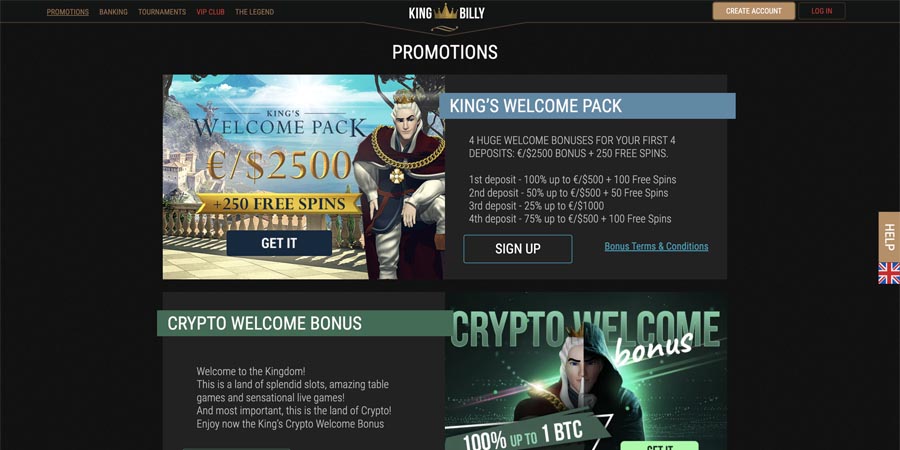screenshot king billy casino promotions
