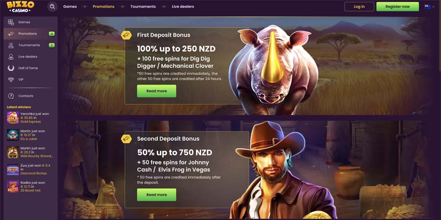 screenshot bizzo casino promotions